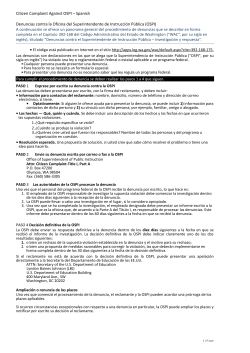 Citizen Complaint Against OSPI &ndash; Spanish Denuncias contra la