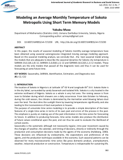 Modeling an Average Monthly Temperature of Sokoto Metropolis
