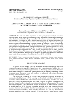 a longitudinal study on 10-12-year-olds&acute; conceptions of