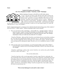 Our Town: Written Responses to Emily`s "Farewell, Earth