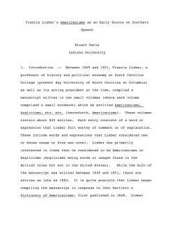 Francis Lieber`s Americanisms as an Early Source on Southern