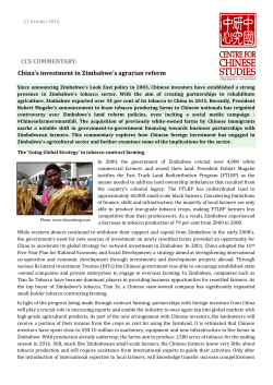 China`s investment in Zimbabwe`s agrarian reform