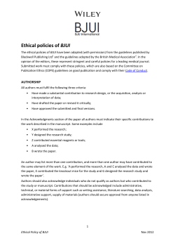 Ethical policies of BJUI