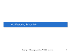 6.2 Factoring Trinomials
