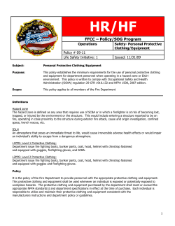 Personal Protective Clothing/Equipment