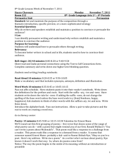 8th Lesson Plans Week of November 7