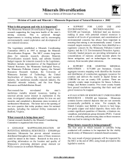 Minerals Diversification, One in a Series of