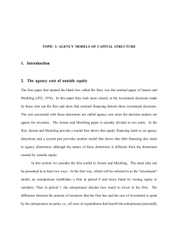 1. Introduction 2. The agency cost of outside equity