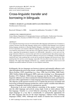 Cross-linguistic transfer and borrowing in bilinguals