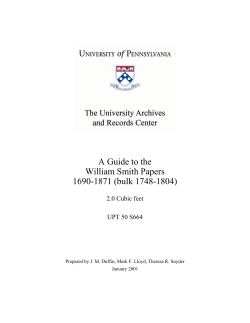 Guide, William Smith Papers - University of Pennsylvania Archives