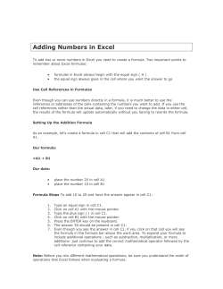 Adding Numbers in Excel
