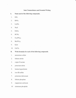 A. Name each of the following compounds. B. Write formulas for