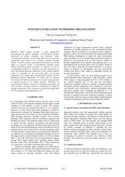 INTENSITY IN RELATION TO PROSODY ORGANIZATION Chiu
