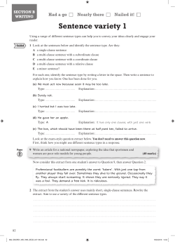 Sentence variety 1 - Pearson Schools and FE Colleges
