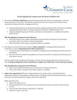 Priority legislation for Common Cause New Mexico (CCNM) in 2015