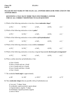 Chem 130 EXAM 4 Fall 99 PLEASE DO NOT MARK ON THE EXAM