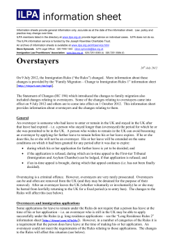 Overstayers - Immigration Law Practitioners` Association