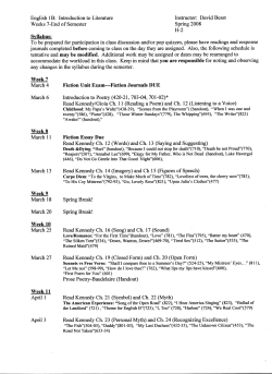 English 18: Introduction to Literature Instructor: David Besst Weeks 7