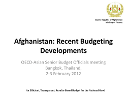 Afghanistan: Recent Budgeting Developments