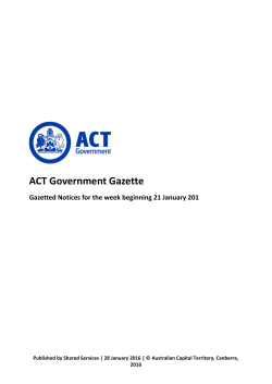 ACT Government Gazette 28 Jan 2016