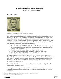 Income Tax History Abraham Lincoln: Father of the Income Tax (sort