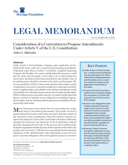 Consideration of a Convention to Propose Amendments Under