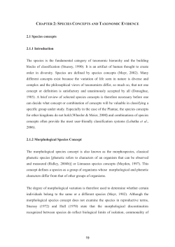 2.1 Species concepts 2.1.1 Introduction The species is the