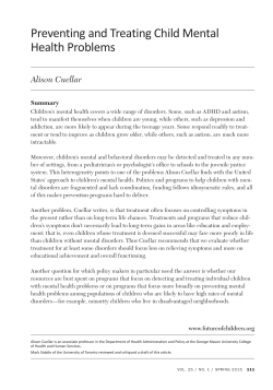 Preventing and Treating Child Mental Health Problems