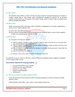 RE/MAX Realty Solutions, Kolkata NRI / POI / OCI Definition and