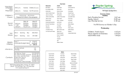 Service Times Sunday Early Worship Service 8:45 am Sunday