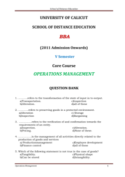 Operations Management - University of Calicut