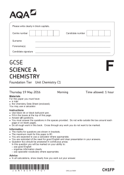 GCSE Chemistry Question paper Unit 01 - Chemistry June 2016