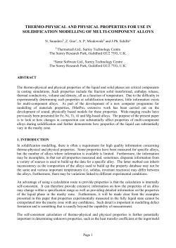 modelling of the thermo-physical and physical properties relevant