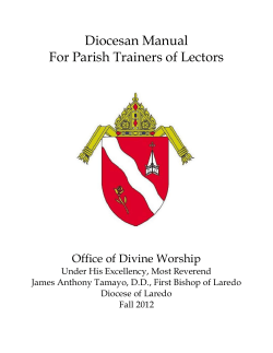 Diocesan Manual For Parish Trainers of Lectors I