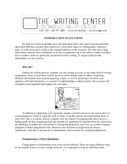 1 INTRODUCTION TO CITATIONS In order for writers to produce