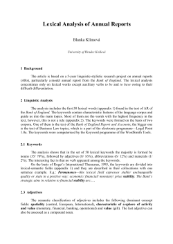 Blanka Kl&iacute;mov&aacute;: Lexical Analysis of Annual Reports