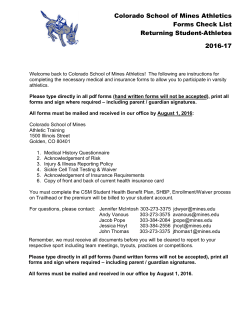 Colorado School of Mines Athletics Forms Check List Returning