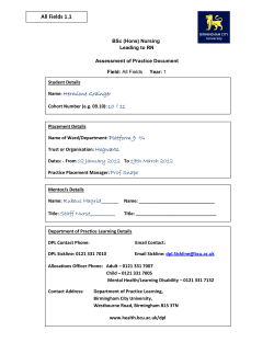 Assessment of Practice document