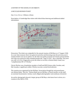A Recycled Reunion Ticket - Mount Albert Grammar School