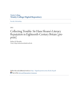 Collecting Trouble: Sir Hans Sloane`s Literary Reputation in
