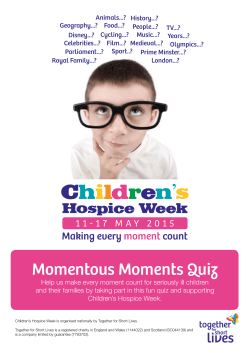 Momentous Moments Quiz - Together for Short Lives