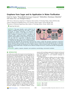Graphene from Sugar and its Application in Water Purification