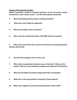 Chapter 24 The Roaring Twenties Section 1 questions: answer in