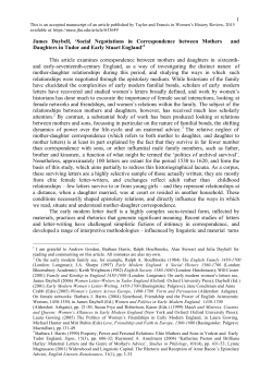 Daybell, Correspondence of Mothers and Daughters