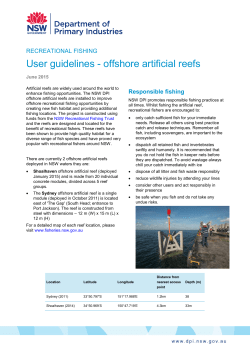 User guidelines NSW recreational fishing reefs