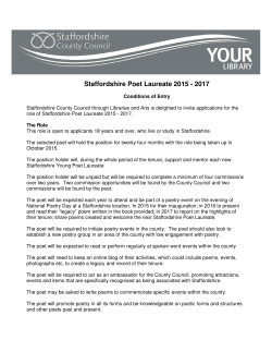 Staffordshire Poet Laureate 2015 - 2017