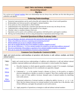 UNIT TWO: RATIONAL NUMBERS Big Idea Enduring