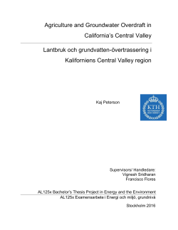 Agriculture and Groundwater Overdraft in California`s