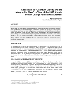 Addendum to the Holographic Proton Mass Solution Result in View
