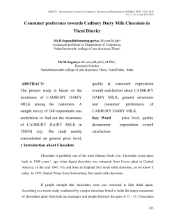 Consumer preference towards Cadbury Dairy Milk Chocolate in